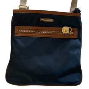 Michael Kors Blue and Brown Crossbody Bag with Structured Design